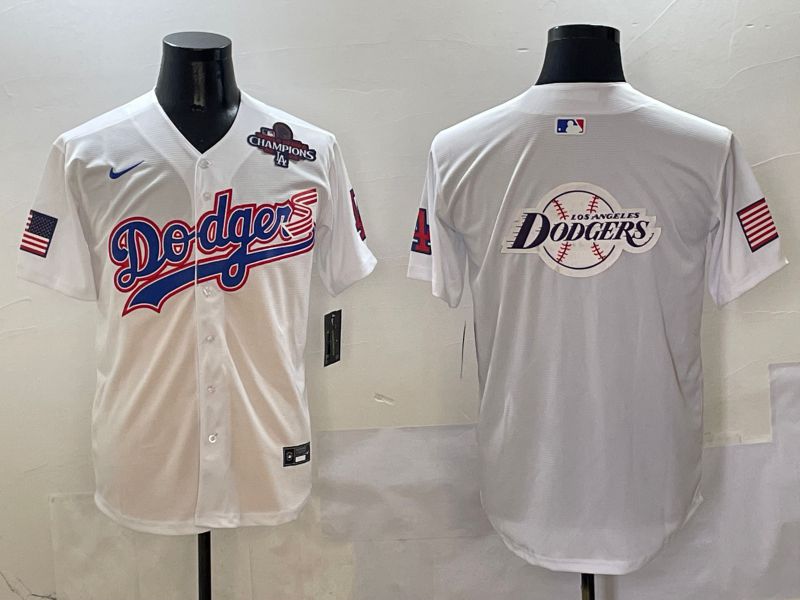 Men Los Angeles Dodgers Blank White national flag second generation joint name Nike 2025 MLB Jersey style 26